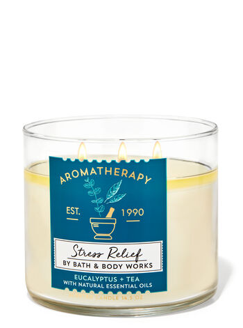 バスアンドボディワークス アロマセラピー 3芯キャンドル [ユーカリプタス＆ティー] 14.5 oz / 411 g / Bath and Body Works Aromatherapy 3-Wick Candle EUCALYPTUS TEA 1