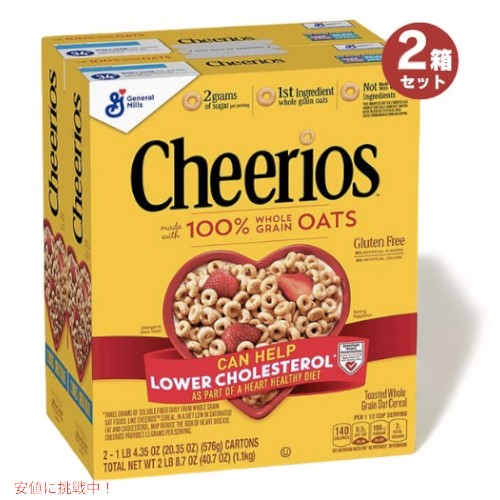 Cheerios チェリオ 全粒 オーツ麦シリアル 576g x 2箱 1