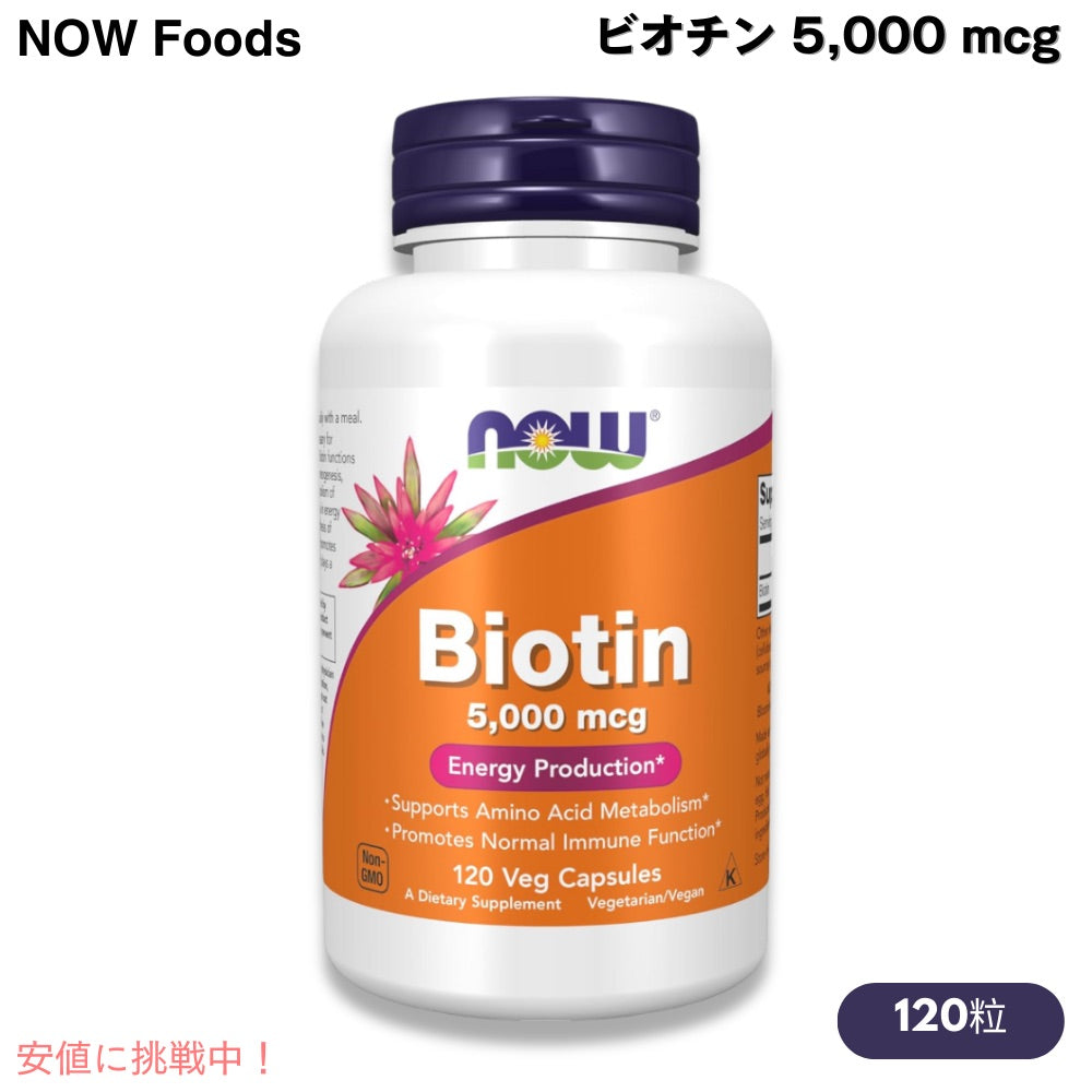 Now Foods Biotin 5000mcg（5mg）ナウフーズ ビオチン（ビタミンH） 120粒 ベジカプセル #0474 1