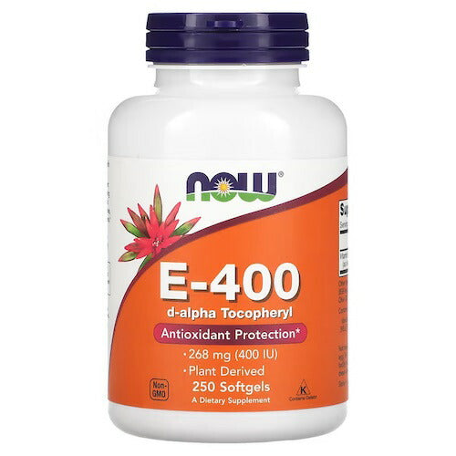 NOW E-400 100% Natural d-alpha Tocopheryl 250 softgels ナウ　E-400 ｄ-アルファ・トコフェロール配合 250粒 1
