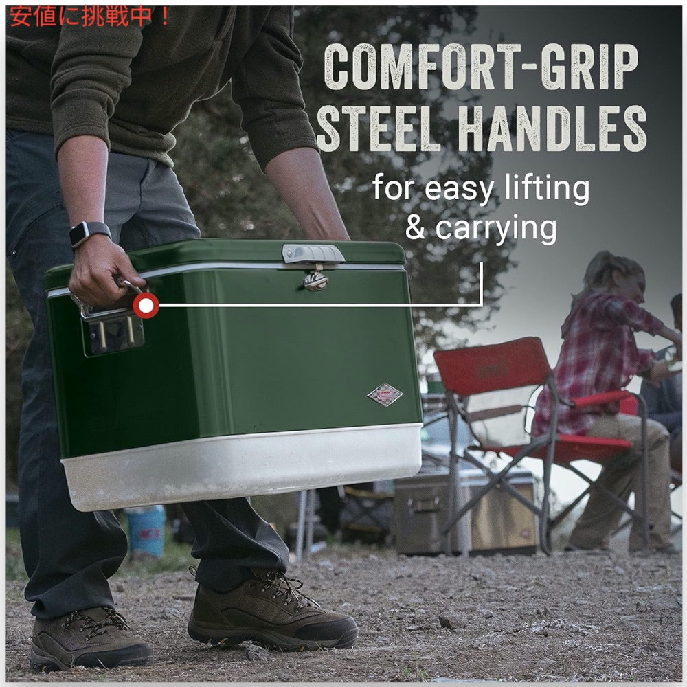 Coleman コールマン 54QT スチールベルト クーラーボックス グリーン 大容量 約51L クーラー ハード Steel-Belted Cooler 2