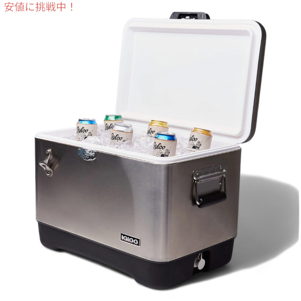 Igloo イグルー クーラーボックス　ステンレススチール クーラー 51リットル クーラーボックス　キャンプ用品 54Qt Steel Belted Legacy Stainless Steel Cooler 4