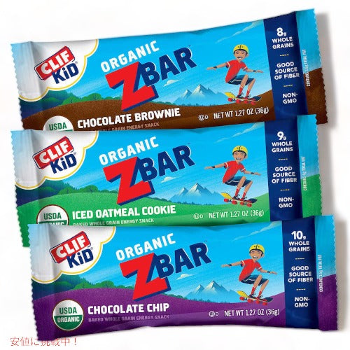 Clif Kid Organic ZBar Variety Pack 1.27oz 36count / クリフ キッズ オーガニック Zバー チョコレート エナジーバー オーガニック 3フレーバーx36本入り 2