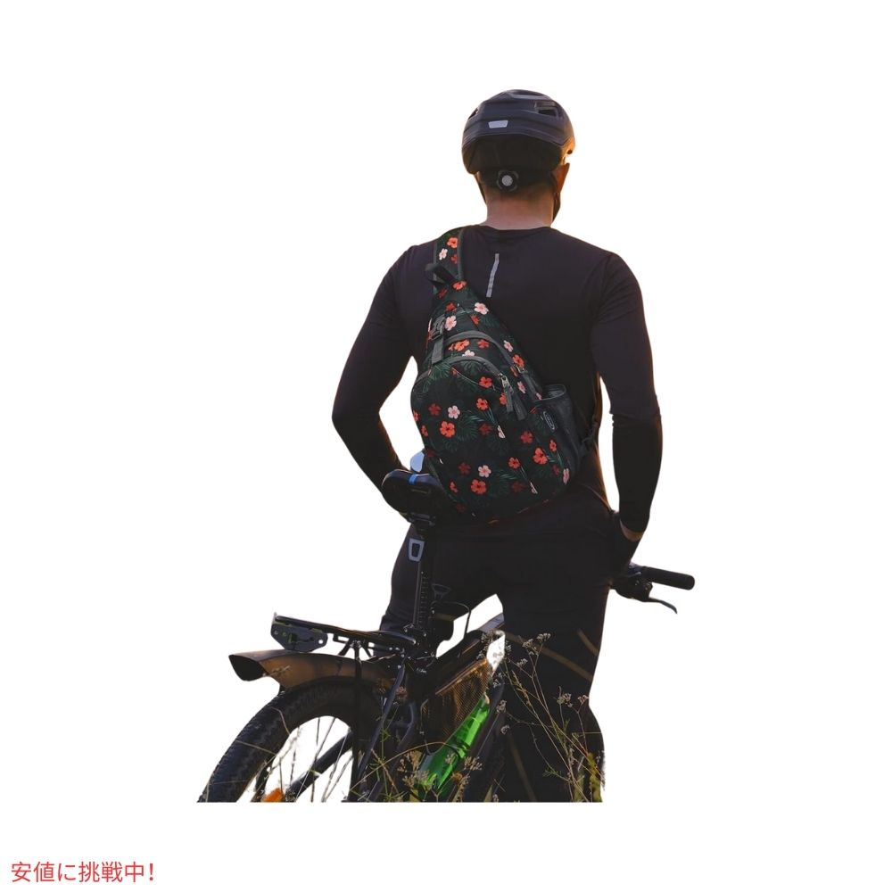 G4Free スリングバッグ RFID ブロックバックパック クロスボディ ブラックベースフローラル Sling Bag RFID Blocking Backpack Crossbody Black Base Floral 7