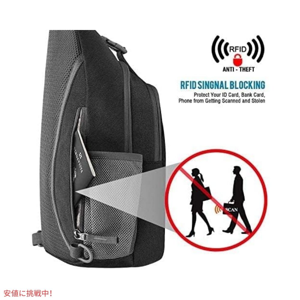 G4Free スリングバッグ RFID ブロックバックパック クロスボディ ブラック Sling Bag RFID Blocking Backpack Crossbody Black 2