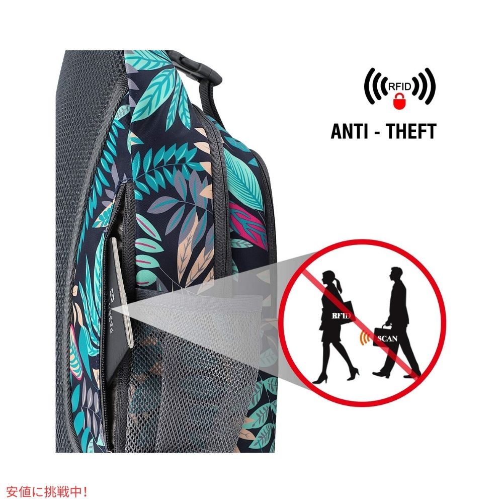 G4Free スリングバッグ RFID ブロックバックパック クロスボディ ブルーリーフ Sling Bag RFID Blocking Backpack Crossbody Blue Leaf 2