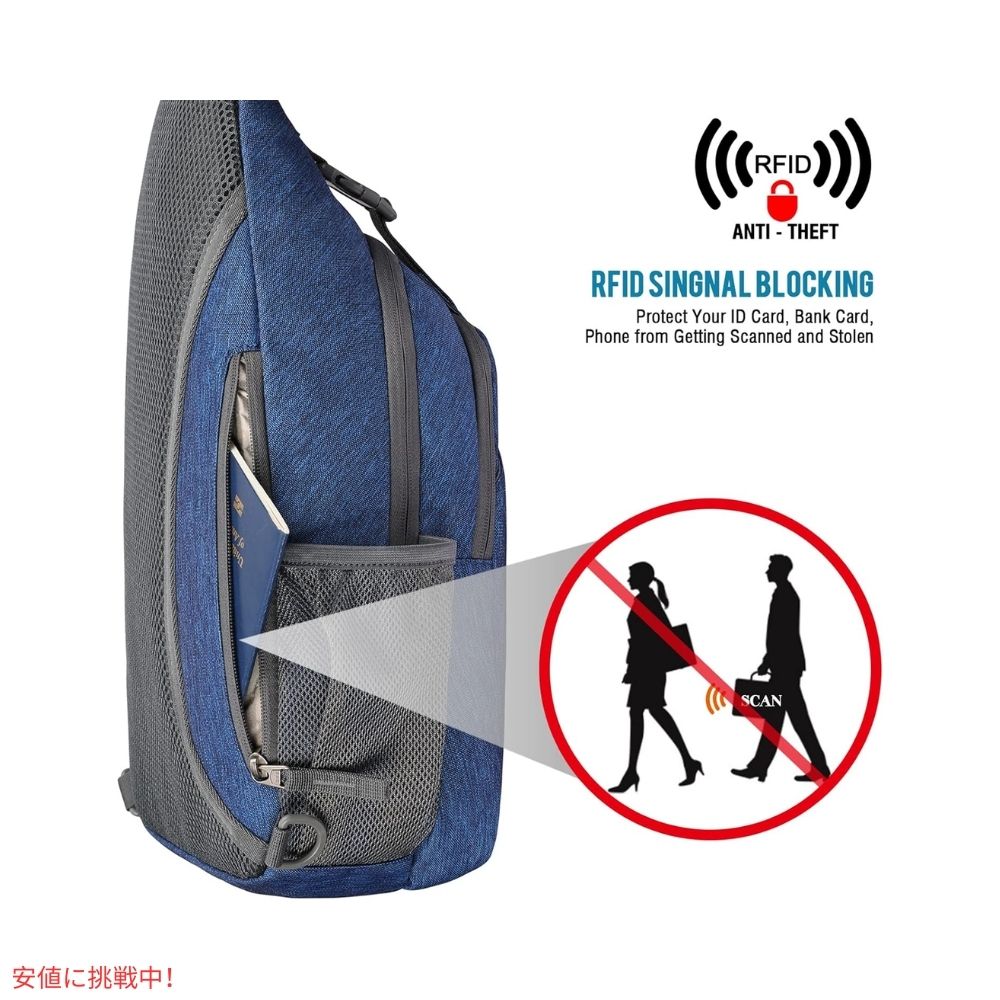 G4Free スリングバッグ RFID ブロックバックパック クロスボディ ダークブルー Sling Bag RFID Blocking Backpack Crossbody Dark Blue 2