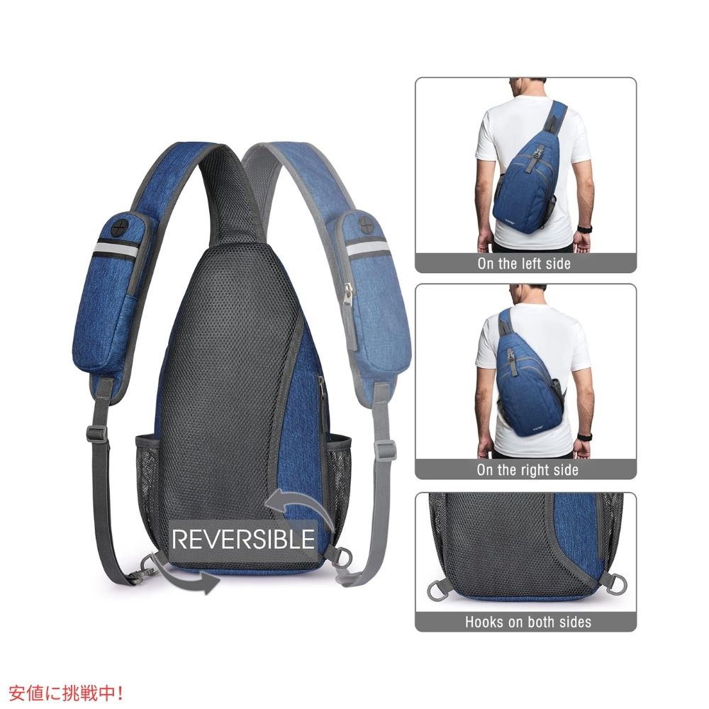 G4Free スリングバッグ RFID ブロックバックパック クロスボディ ダークブルー Sling Bag RFID Blocking Backpack Crossbody Dark Blue 4