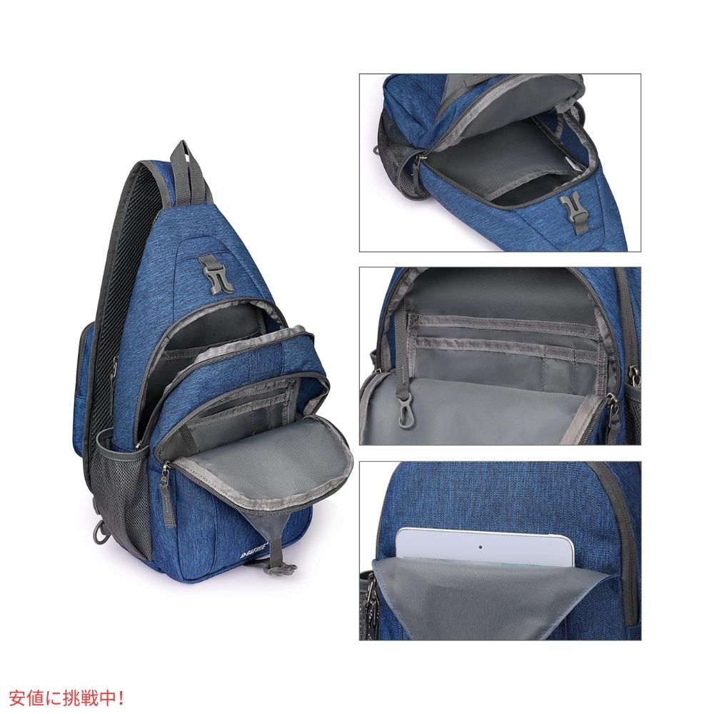 G4Free スリングバッグ RFID ブロックバックパック クロスボディ ダークブルー Sling Bag RFID Blocking Backpack Crossbody Dark Blue 5