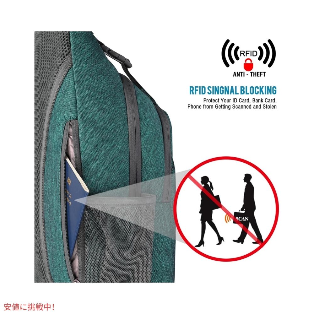 G4Free スリングバッグ RFID ブロックバックパック クロスボディ ダークグリーン Sling Bag RFID Blocking Backpack Crossbody Dark Green 2