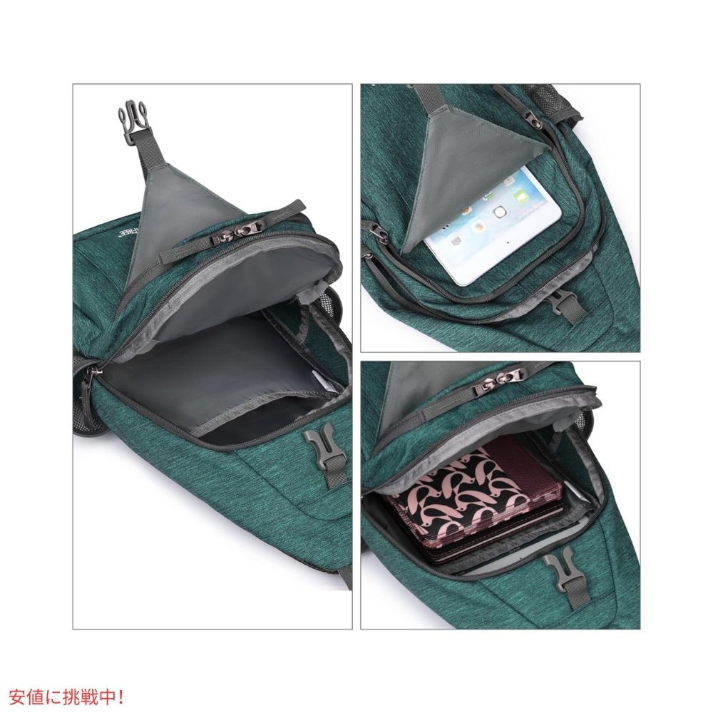 G4Free スリングバッグ RFID ブロックバックパック クロスボディ ダークグリーン Sling Bag RFID Blocking Backpack Crossbody Dark Green 4