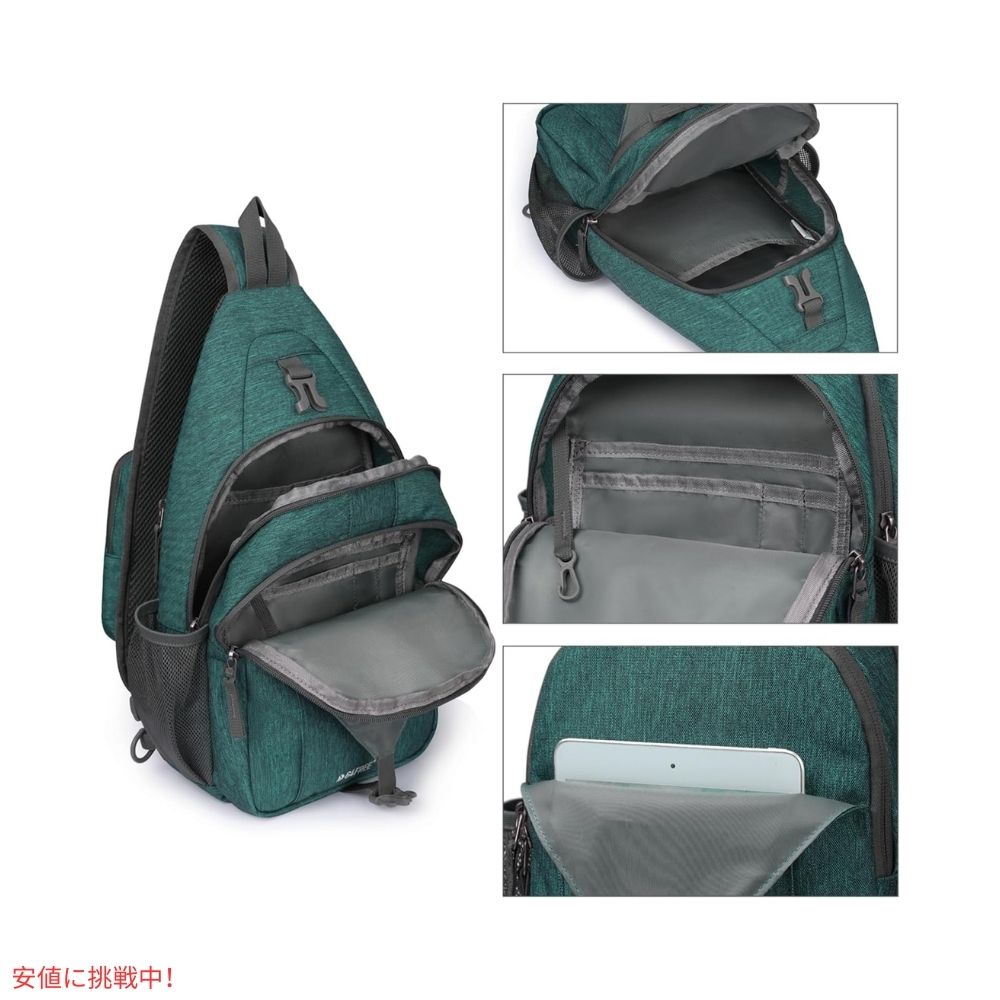 G4Free スリングバッグ RFID ブロックバックパック クロスボディ ダークグリーン Sling Bag RFID Blocking Backpack Crossbody Dark Green 5