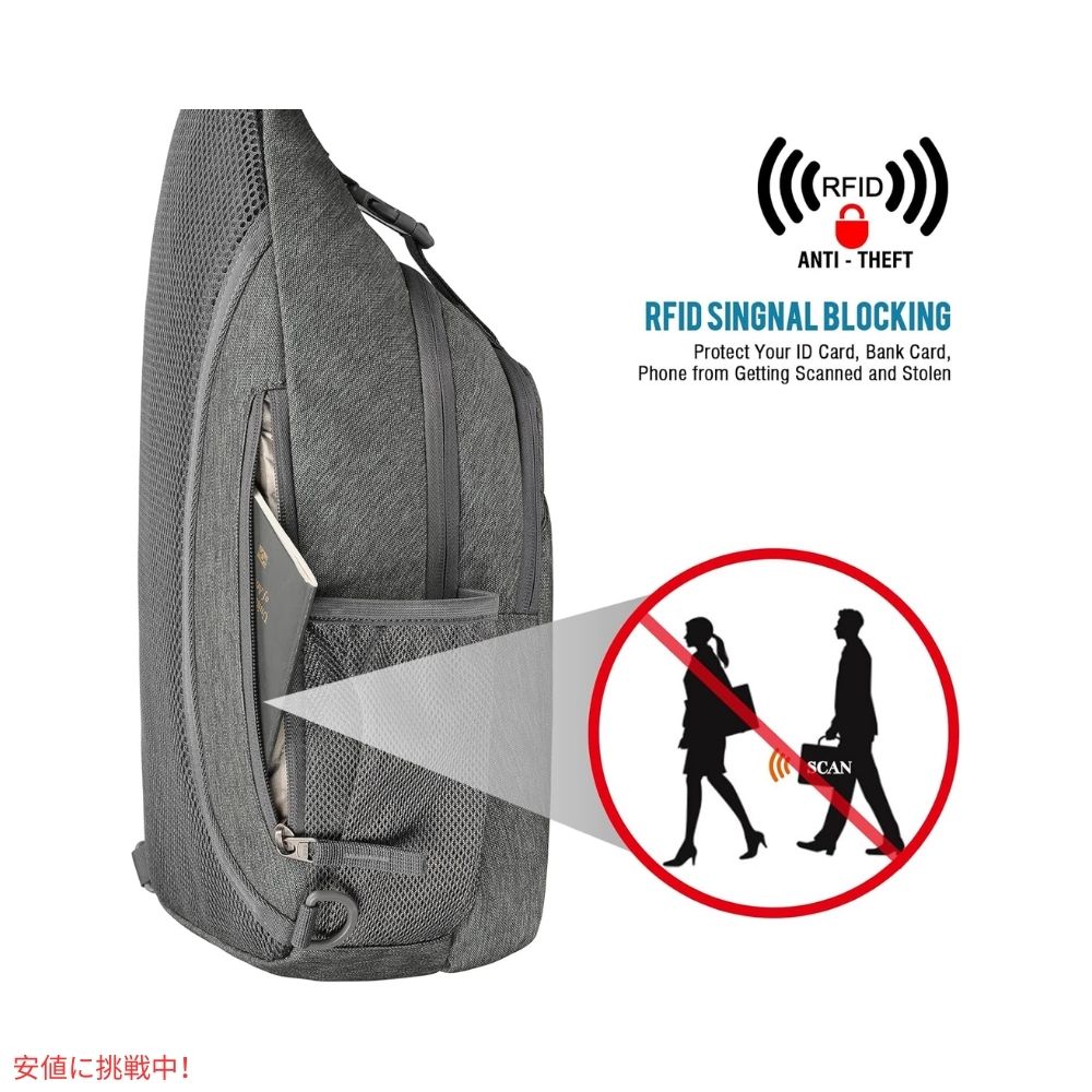 G4Free スリングバッグ RFID ブロックバックパック クロスボディ ディムグレー Sling Bag RFID Blocking Backpack Crossbody DimGray 2