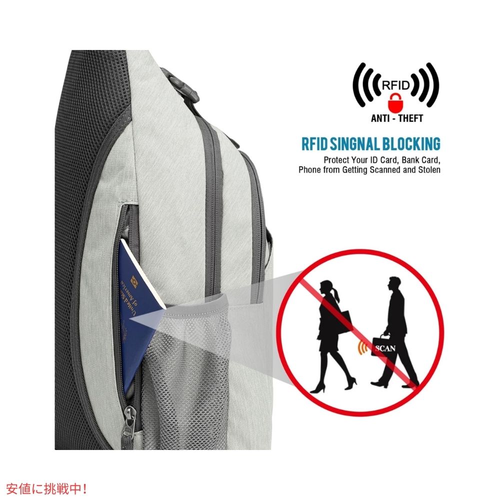 G4Free スリングバッグ RFID ブロックバックパック クロスボディ ゲインズボロ Sling Bag RFID Blocking Backpack Crossbody Gainsboro 2