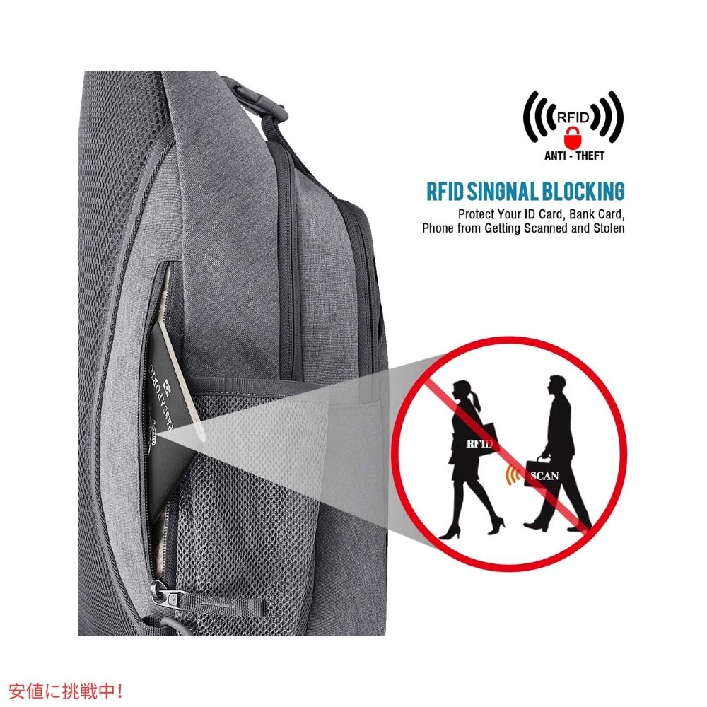 G4Free スリングバッグ RFID ブロックバックパック クロスボディ グレー Sling Bag RFID Blocking Backpack Crossbody Gray 2