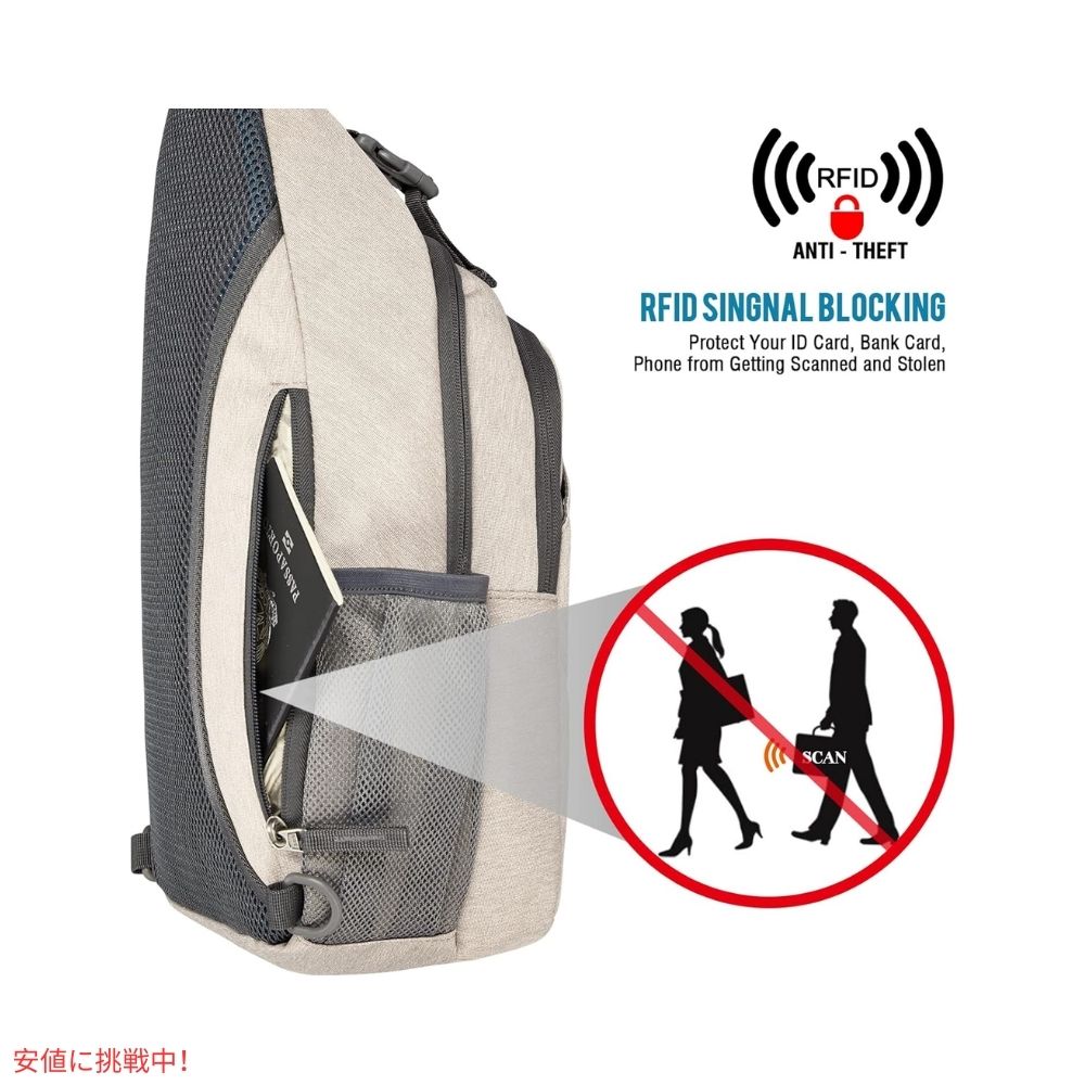 G4Free スリングバッグ RFIDブロック バックパック クロスボディ アイボリー Sling Bag RFID Blocking Backpack Crossbody Ivory 2