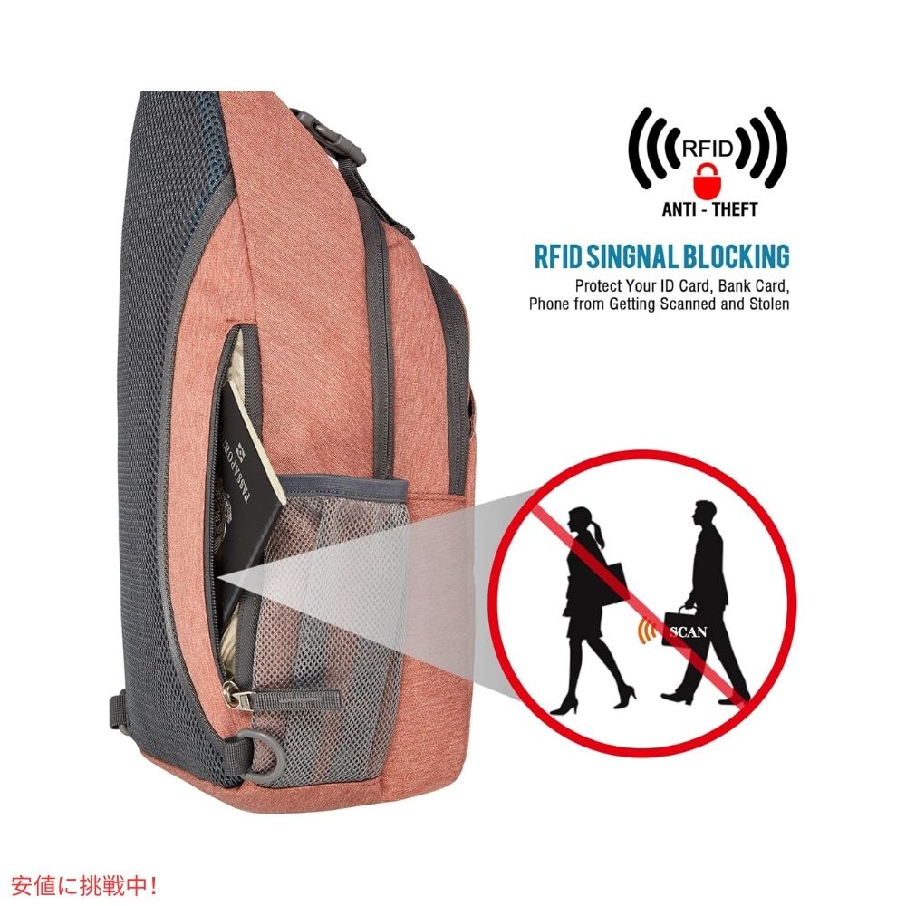 G4Free スリングバッグ RFID ブロックバックパック クロスボディ ライトオレンジ Sling Bag RFID Blocking Backpack Crossbody Light Orange 2