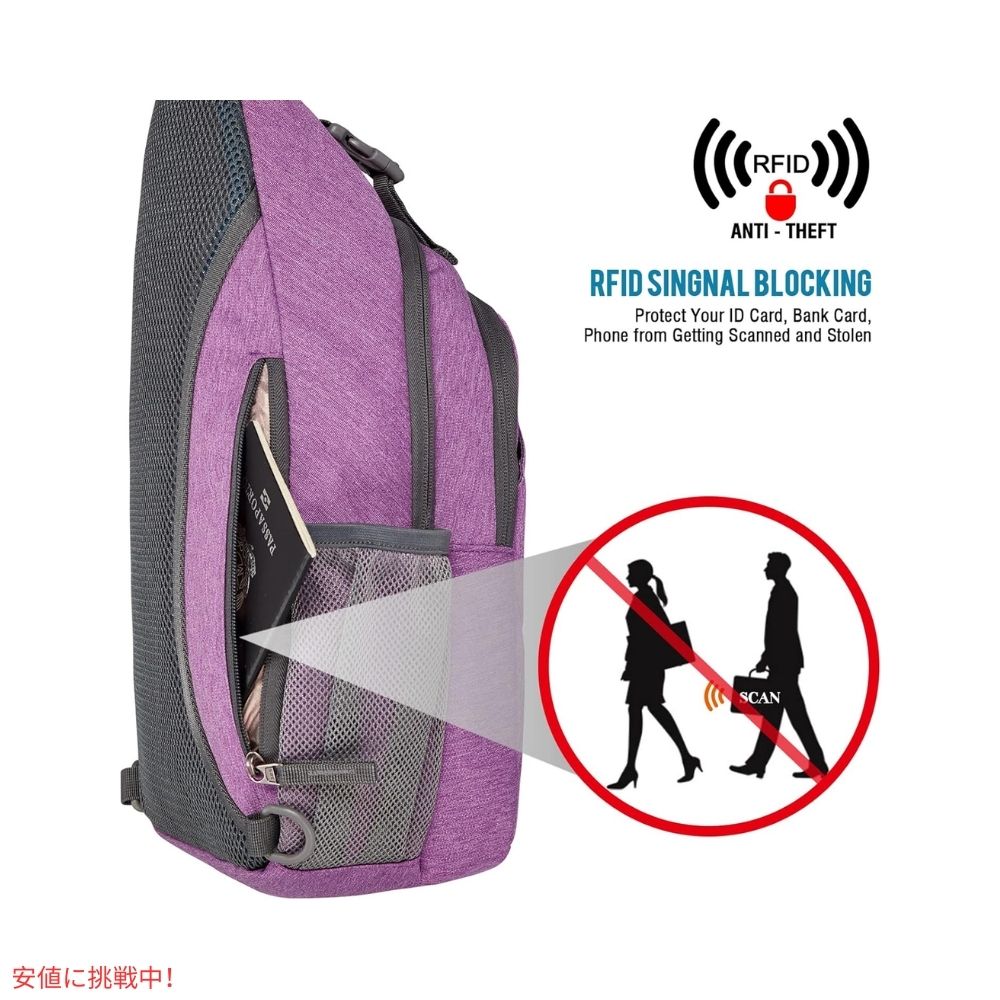 G4Free スリングバッグ RFID ブロックバックパック クロスボディ ライトパープル Sling Bag RFID Blocking Backpack Crossbody Light purple 2