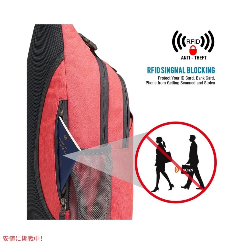 G4Free スリングバッグ RFID ブロックバックパック クロスボディ レッド Sling Bag RFID Blocking Backpack Crossbody Red 2