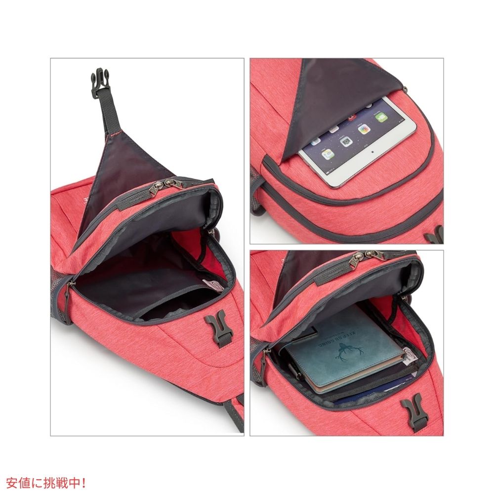 G4Free スリングバッグ RFID ブロックバックパック クロスボディ レッド Sling Bag RFID Blocking Backpack Crossbody Red 4