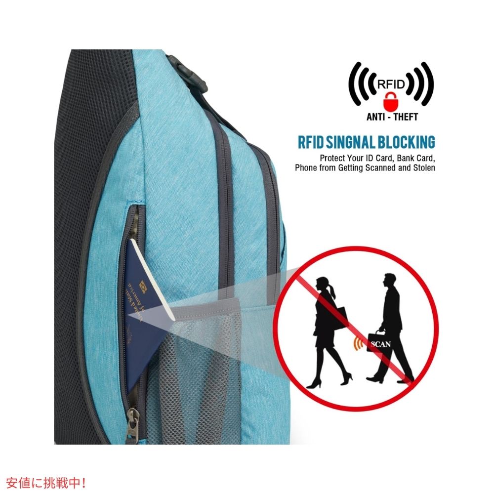 G4Free スリングバッグ RFID ブロックバックパック クロスボディ スカイブルー Sling Bag RFID Blocking Backpack Crossbody Sky Blue 2