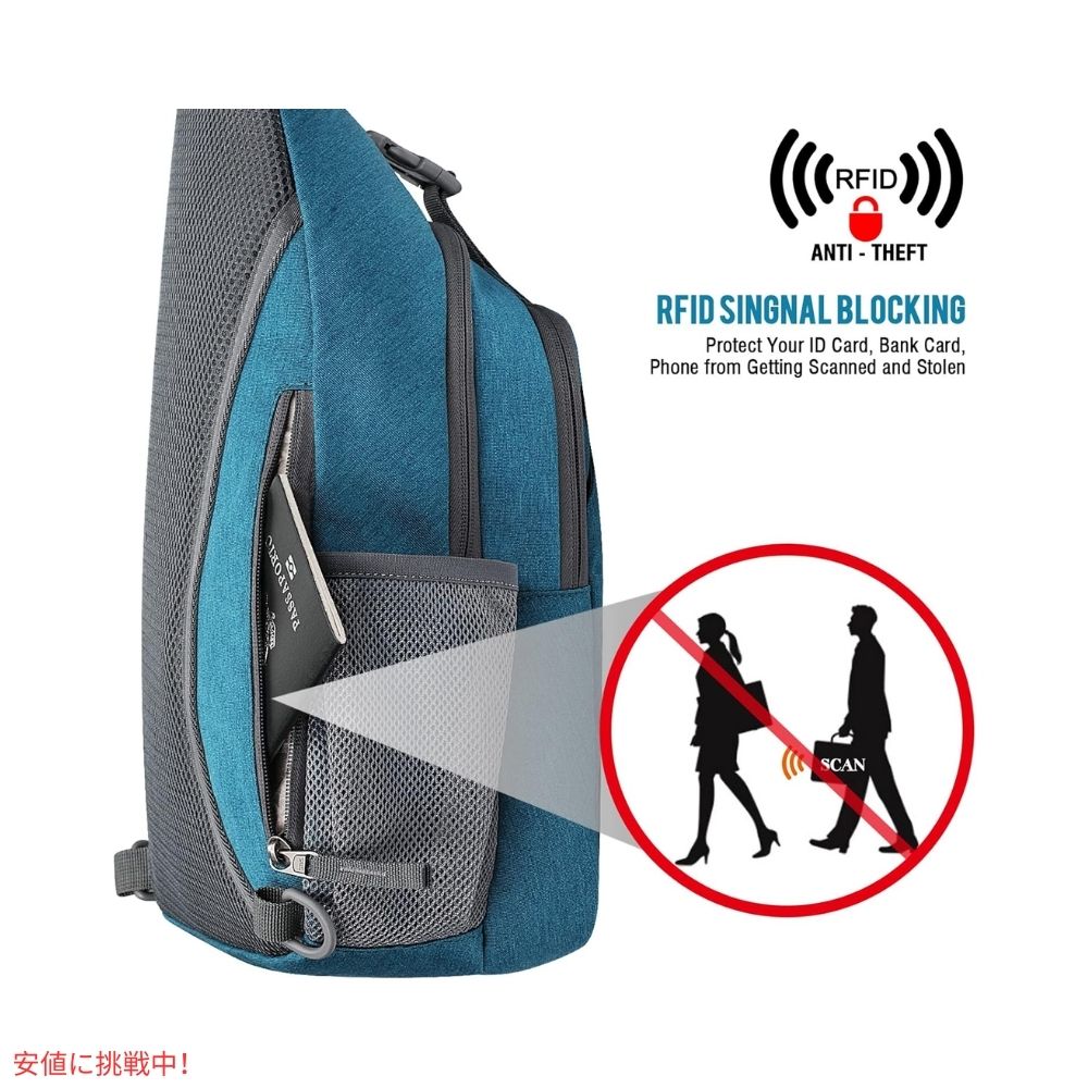 G4Free スリングバッグ RFID ブロックバックパック クロスボディ ティールブルー  Sling Bag RFID Blocking Backpack Crossbody Teal Blue 2