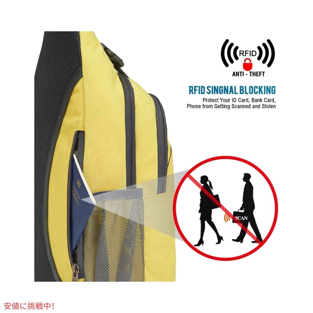 G4Free スリングバッグ RFID ブロックバックパック クロスボディ イエロー Sling Bag RFID Blocking Backpack Crossbody Yellow 2