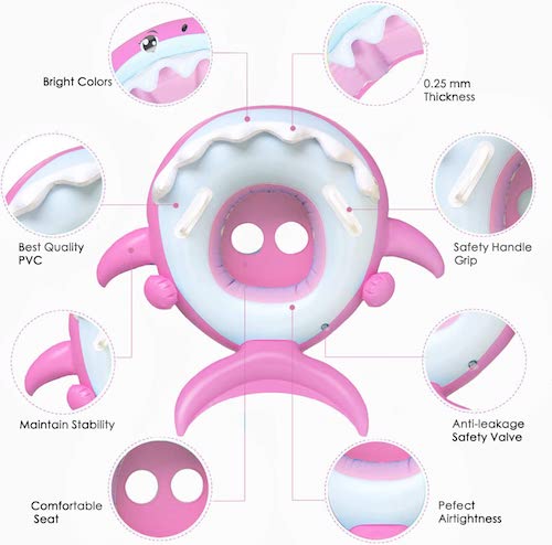 Flyboo Baby Float Infant Pool Float Shark Pink 6-36 Months / プール用 ベビーフロート 赤ちゃん用 浮き輪 [サメ形 ・ピンク] 6-36ヶ月用 5