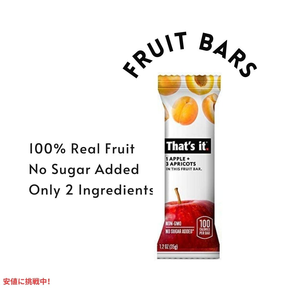 That's it ザッツイット （それだけ）アップル＋アプリコット フルーツバー35g 12本入り Apple + Apricot 100% Natural Real Fruit Bar 35g/12ct 6