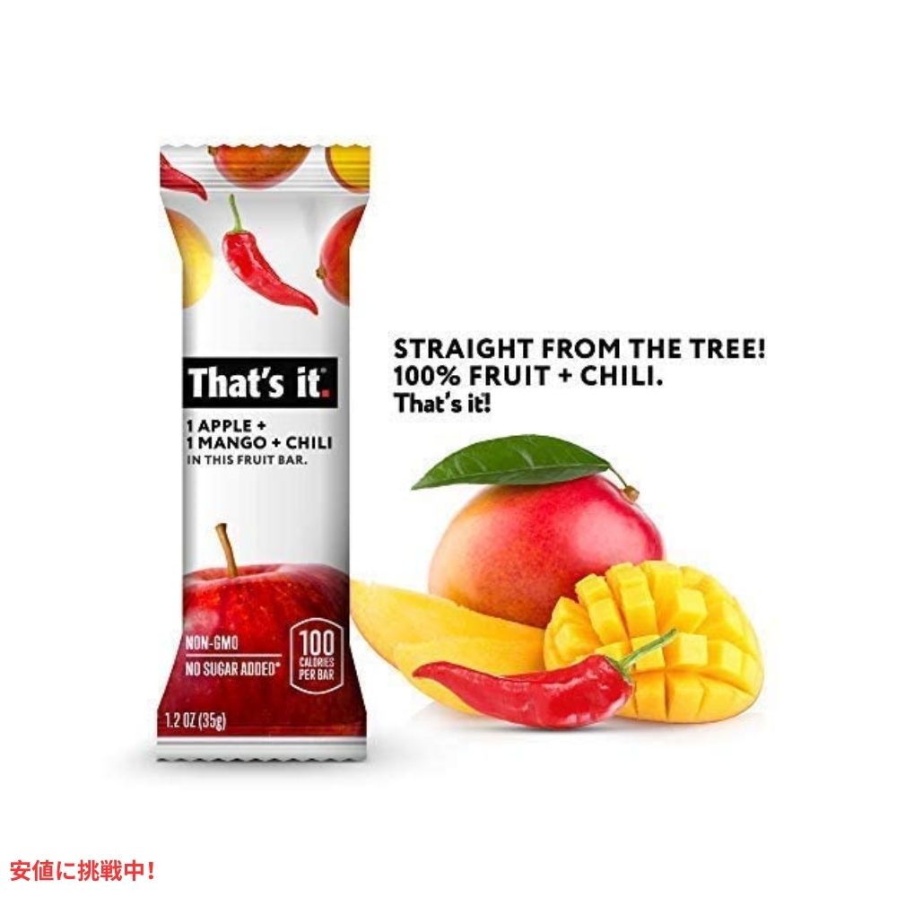 That's it ザッツイット （それだけ）アップル+マンゴー+チリ 100% フルーツバー 35g 12本入り Apples+Mango+Chili 100% Natural Real Fruit Bar 35g/12ct 7