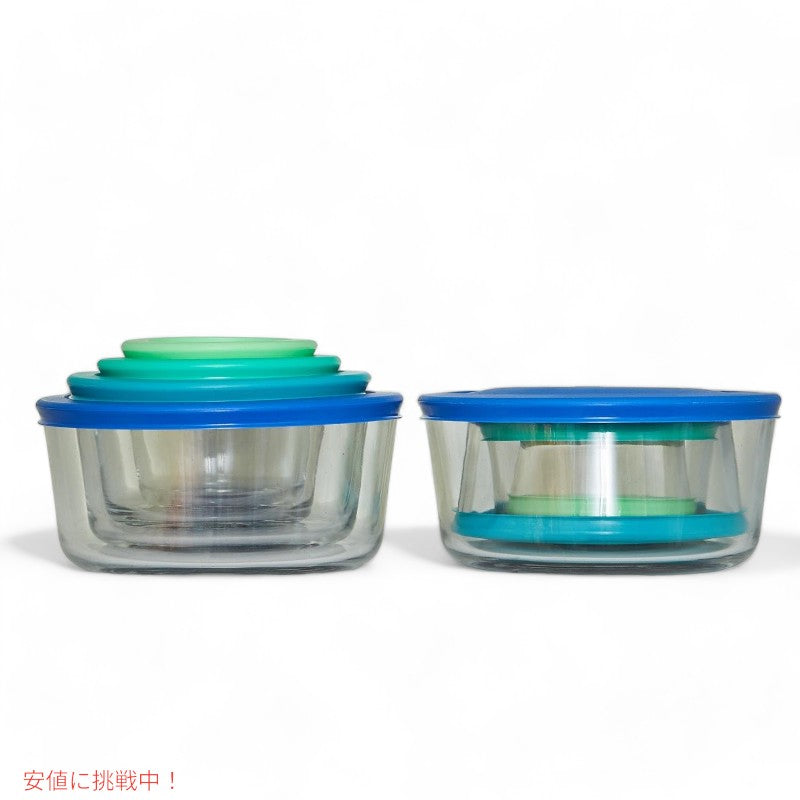 アンカーホッキング 13ガラス蓋付き保存容器  Anchor Hocking 13 Glass Food Storage Containers & 13 Mixed Blue SnugFit Lids 2