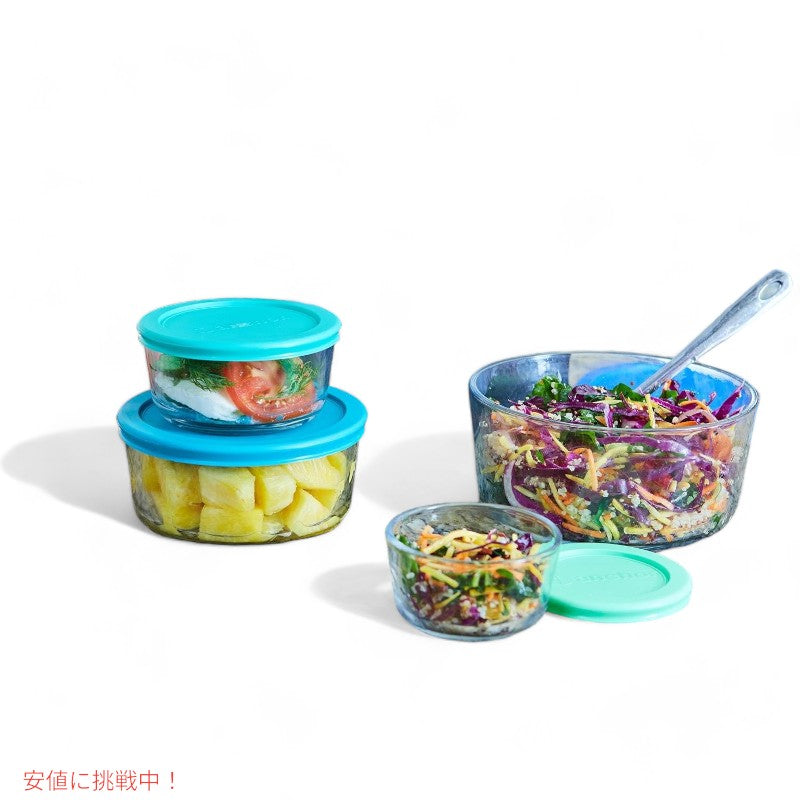 アンカーホッキング 13ガラス蓋付き保存容器  Anchor Hocking 13 Glass Food Storage Containers & 13 Mixed Blue SnugFit Lids 3
