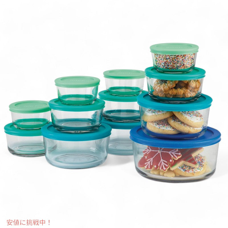 アンカーホッキング 13ガラス蓋付き保存容器  Anchor Hocking 13 Glass Food Storage Containers & 13 Mixed Blue SnugFit Lids 7