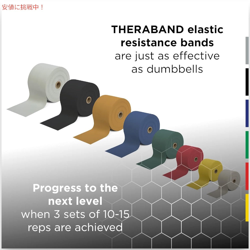 THERABAND セラバンド フィットネスバンド 45.7m エクササイズバンド イエロー 厚さ：薄 Resistance Bands, 50 Yard Roll Yellow - Thin 5