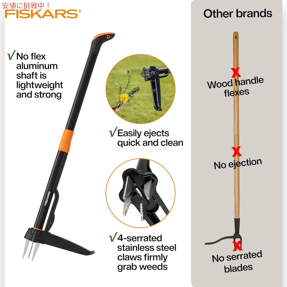 Fiskars 根絶ローン 4本爪 ガーデン除草機 スタンドアップ式 雑草抜きツール 339950-1002 4-Claw Stand Up Weed Puller Tool 3