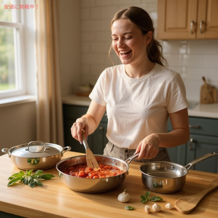 Cuisinart クイジナート フライパン＆鍋セット 77-10 ステンレス製 錆びない 調理器具 アメリカキッチン 3