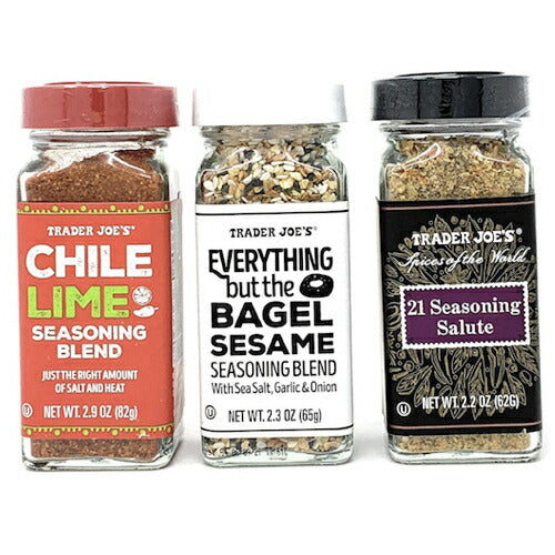 Trader Joe's トレーダー ジョーズ シーズニング スパイス 3点 バラエティ セット (チリ ライム、 エブリシング バット ザ ベーグル、 21 シーズニング サルート) Variety Seasoning Blend 調味料 2
