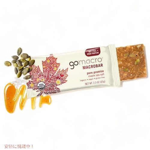 GoMacro Organic Vegan Protein Bars, Maple Sea Salt, 2.3 Oz, 12 Count / ゴーマクロ オーガニック プロテインバー ヴィー 12個入り [メープル シーソルト] 2