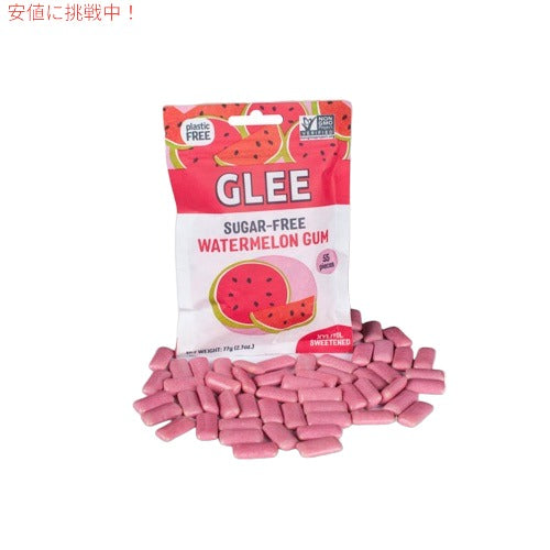 Glee Gum Sugar-Free Gum Pouch, Wild Watermelon, 55 Count / グリーガム シュガーフリー ガム [ワイルドウォーターメロン味] 55粒入り 1
