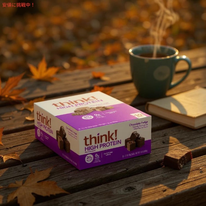 Think! シンク ハイプロテインバー チョコレートファッジ  10本入り 1本60g High Protein Bar, Chocolate Fudgeプロテイン20g  砂糖ゼロ 4