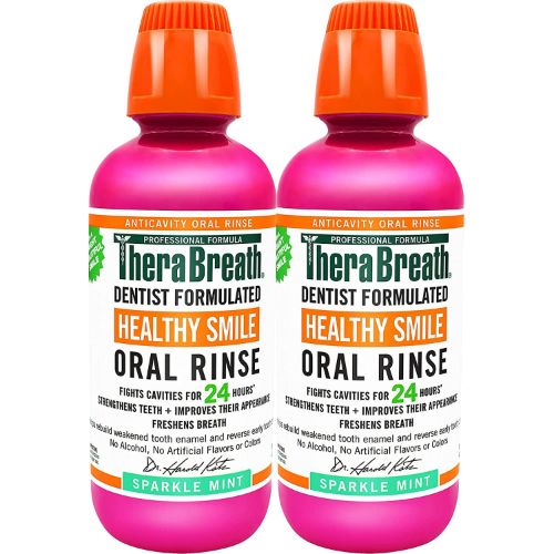 【2本】セラブレス TheraBreath マウスウォッシュ Oral Rinse Sparkle Mint 16oz ヘルシースマイル オーラルリンス [スパークルミント] 473ml 1
