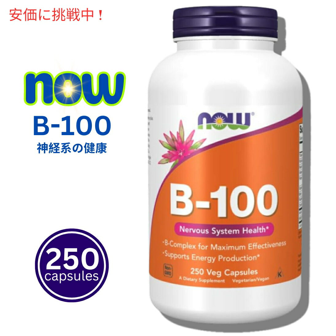 Now Foods ナウフーズ Vitamin B-100 0438# (ハイポテンシーBコンプレックス) 250カプセル 1