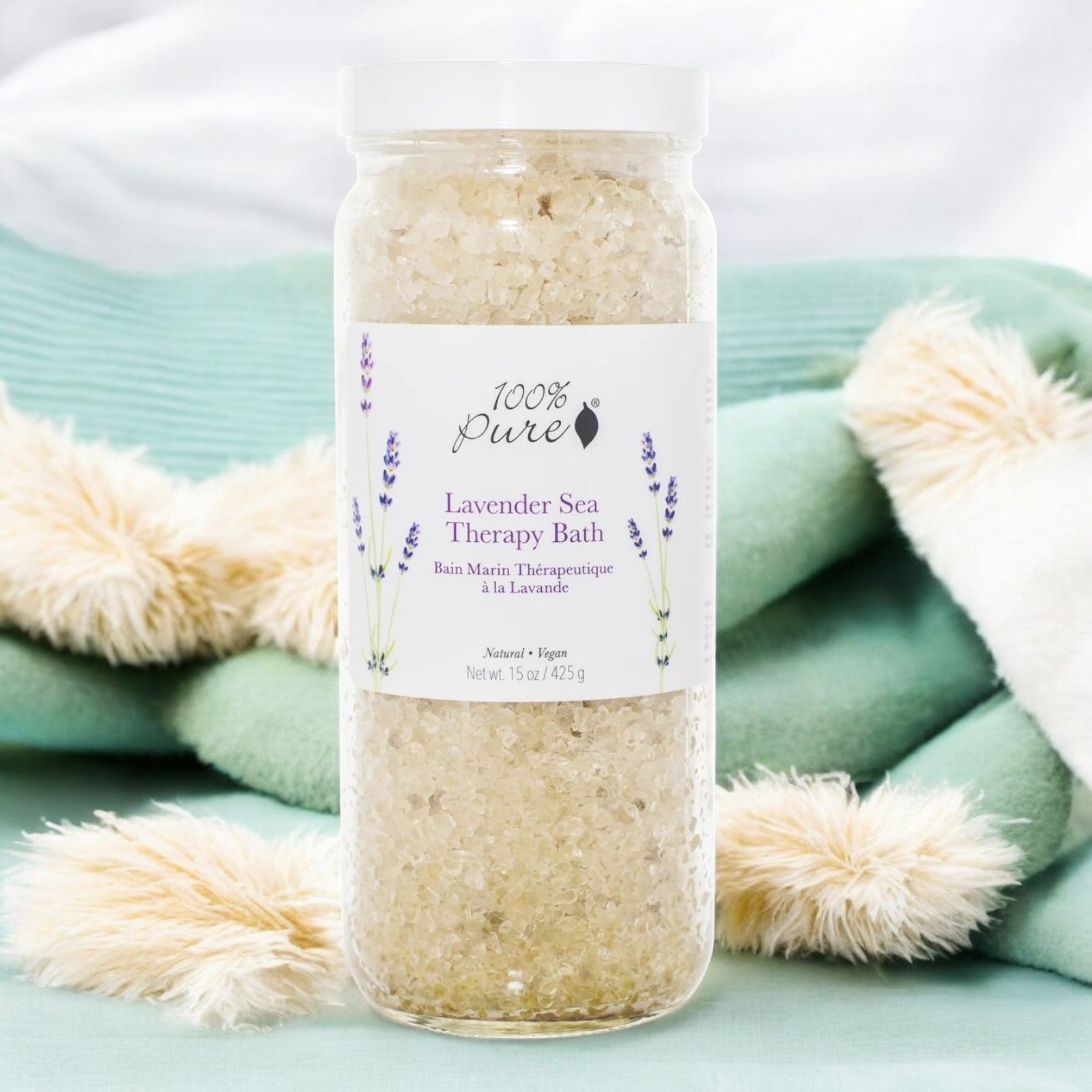【公式】100% Pure ラベンダー シーセラピーバス 15oz Lavender Sea Therapy Bath 425g バスソルト【送料無料】 5