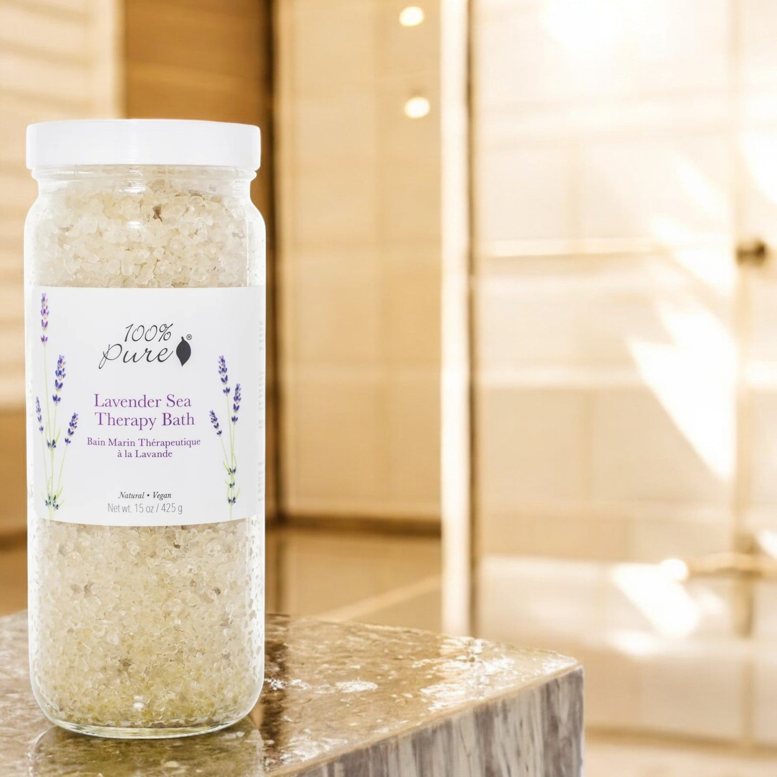 【公式】100% Pure ラベンダー シーセラピーバス 15oz Lavender Sea Therapy Bath 425g バスソルト【送料無料】 6