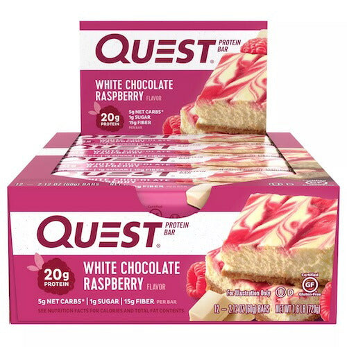 クエストバー プロテインバー  ホワイトチョコレートラズベリー 12本入り/ Quest Protein Bar White Chocolate Raspberry 12ct 1