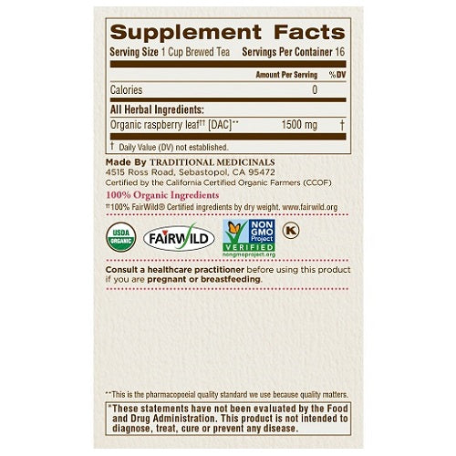 Traditional Medicinals トラディショナル・メディシナル  ラズベリーリーフ ハーブティー 1箱16ティーバッグ入り 2