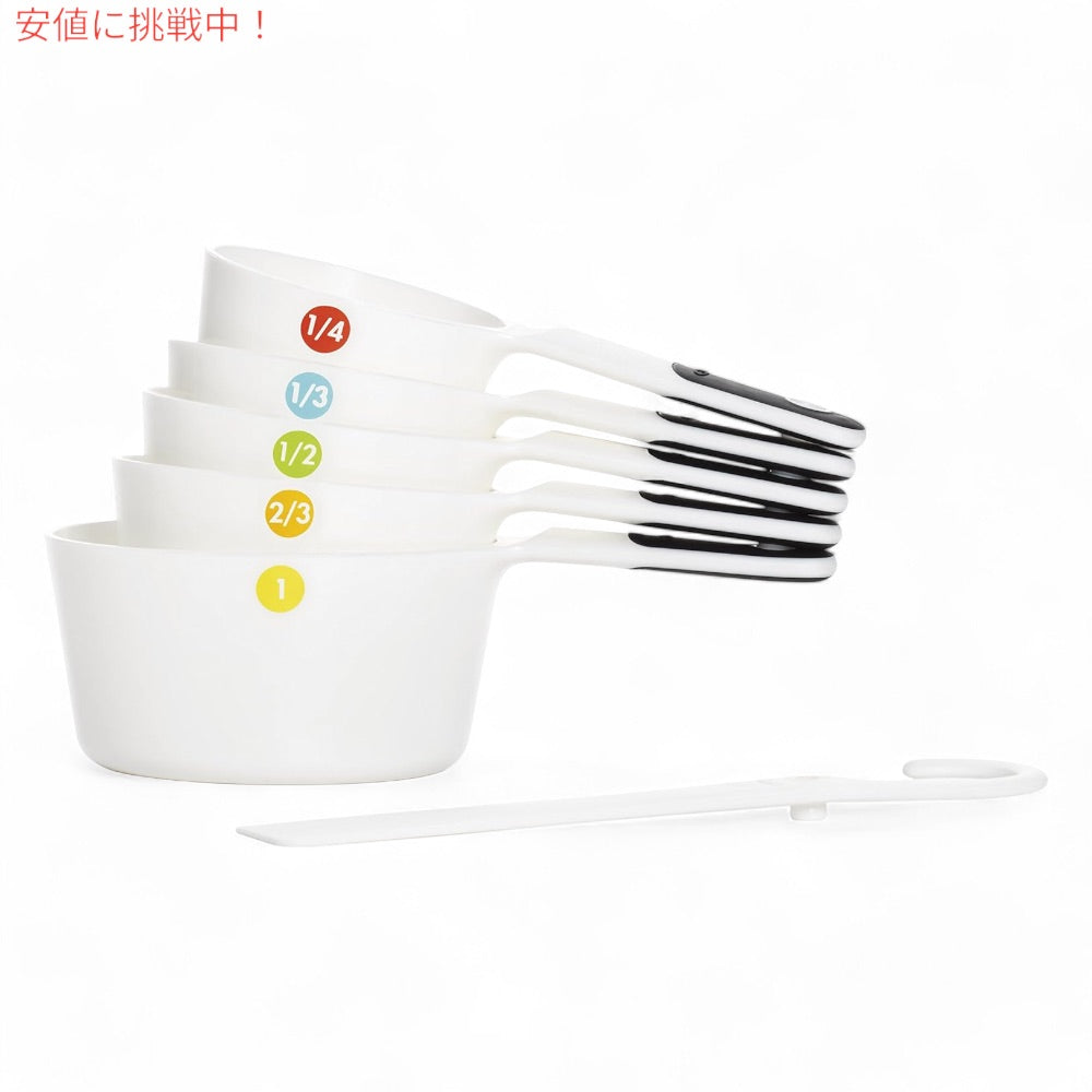 OXO オクソー グッドグリップ  計量カップ 5個 ＋ スクレーパー 1個  合計6点セット ホワイト メジャリングカップ 6-Piece Measuring Cups- White, 5 Count 2