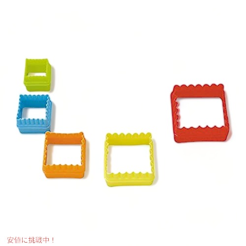 スクエア＆フラット カッターセットマルチカラー Square Cookie and Biscuit Cutters 1
