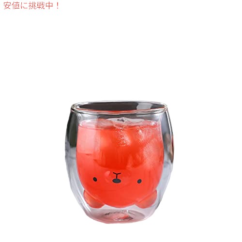 ビノスター クマのマグ かわいいマグカップ ガラス 二重壁 断熱ガラス (クマ) 2
