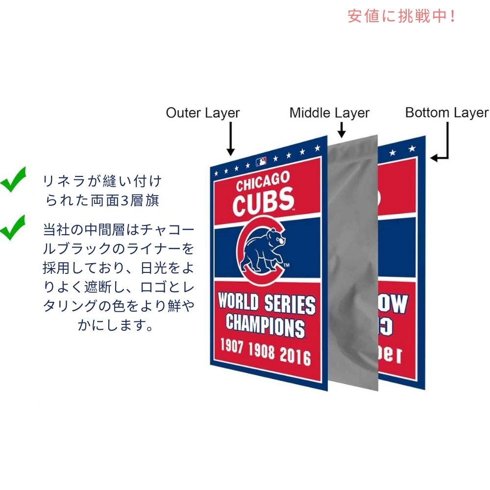 WinCraft MLB シカゴカブス ガーデンフラッグ 両面デザイン 公式ライセンス ガーデニング 庭 玄関 飾り Chicago Double Sided Garden Flag 5